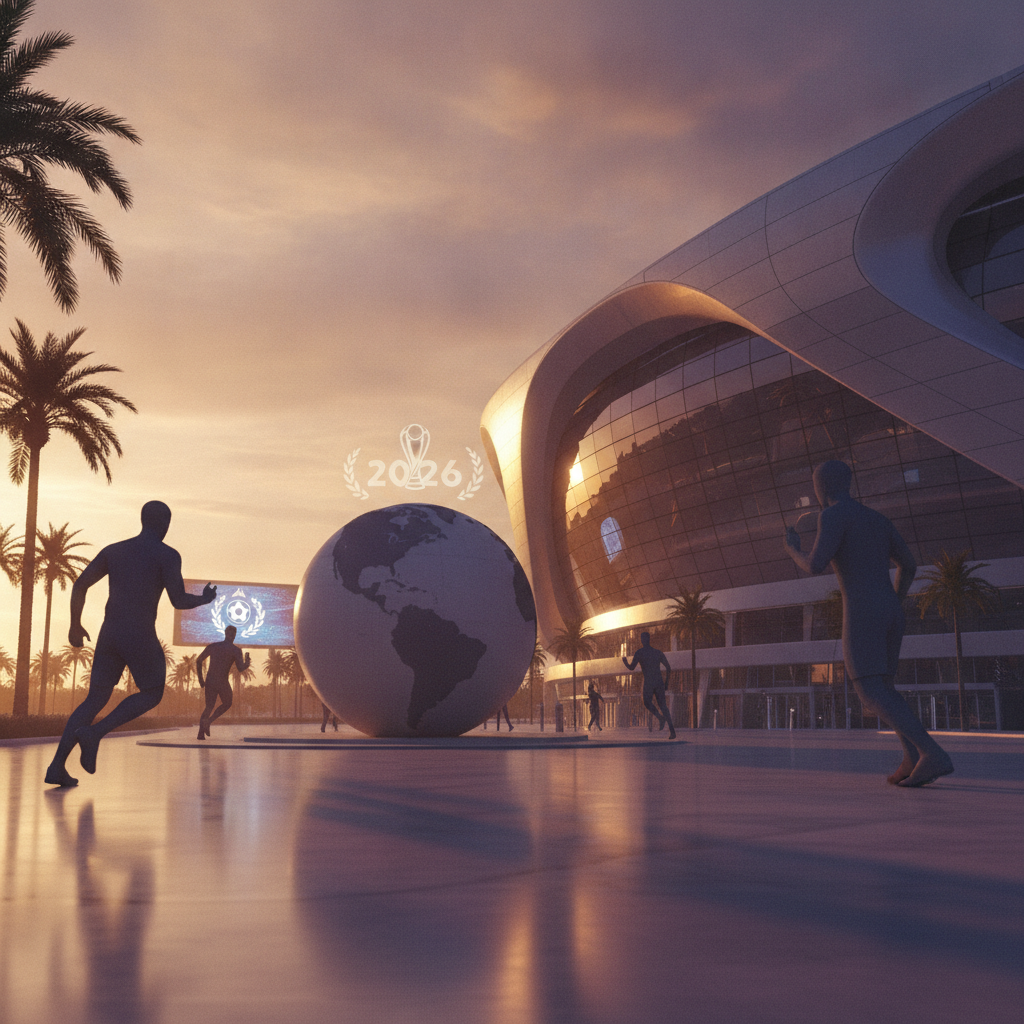 Jugadores en acción en cancha amplia del mundial 2026